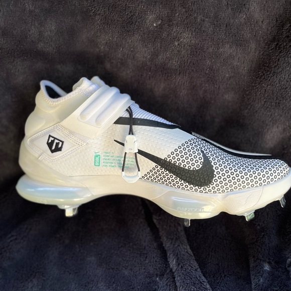 Nike Force Zoom Mike Trout 7 Baseball Cleats White Black Size 14 New Without Tag - Picture 2 of 8